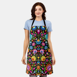 Delantal Composición simétrica del folclore Apron