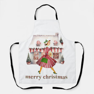 Delantal Compras de una dama vintage en Navidad de 1950