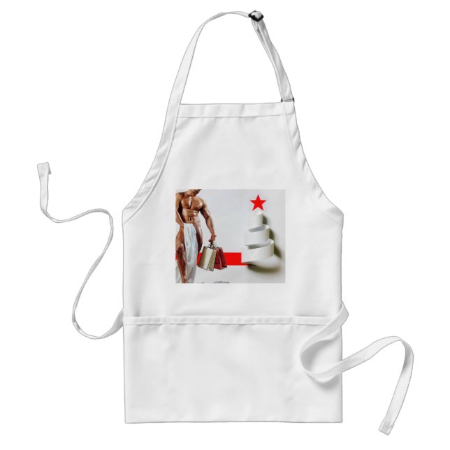 Delantal Compras navideñas de SlipperyJoe papel blanco espi (Frente)