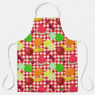 Delantal Comprobación de Gingham mixta en rojo y blanco