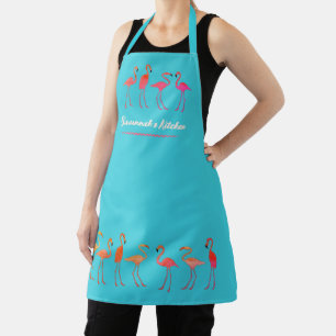 Delantal con Bibete de Borde de Flamenco Azul Trop