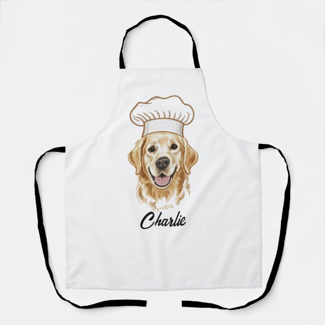 Delantal con Cara de Perro Divertida Personalizada (Anverso)