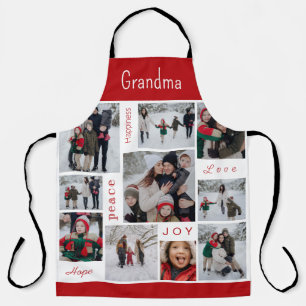 Delantal con Collage de Fotos Navideñas para Abuel