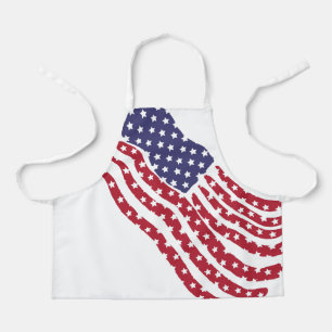Delantal con diseño de bandera roja blanca y azul