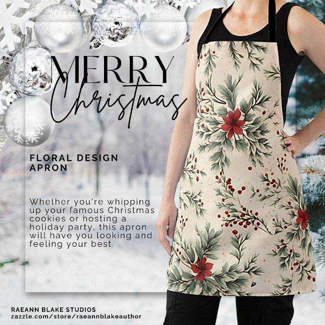 Delantal con diseño floral de Navidad (Subido por el creador)