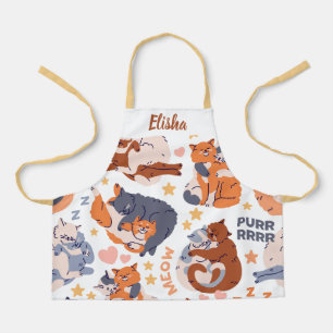 Delantal con diseño personalizado de gatos felices