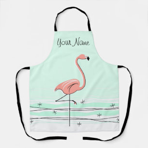 Delantal con el nombre de Flamingo Ocean Aqua por 