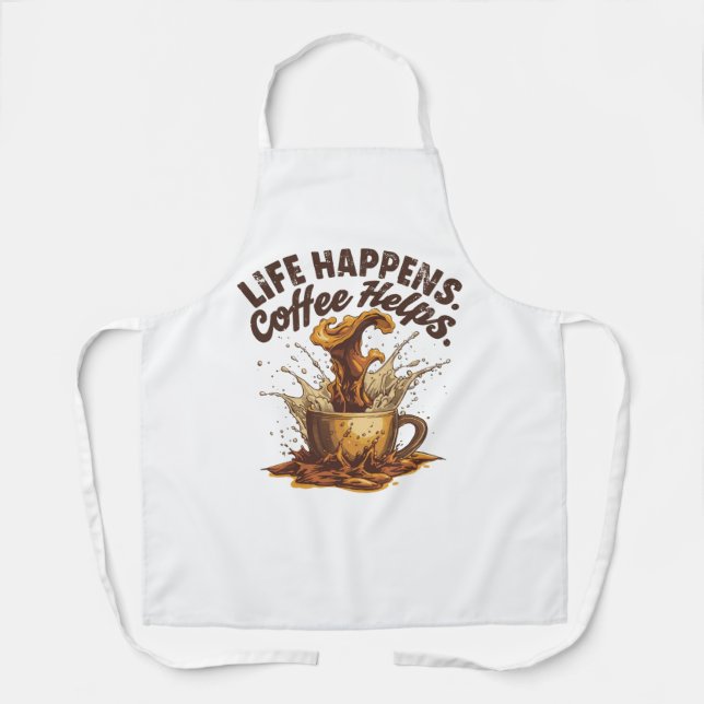 Delantal con estampado de café en todo, mediano (Anverso)