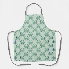 Delantal con Estampado de Cangrejo Costero Verde M
