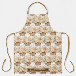 Delantal con estampado de cesta floral de melocotó