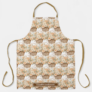 Delantal con estampado de cesta floral de melocotó