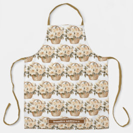 Delantal con estampado de cesta floral de melocotó