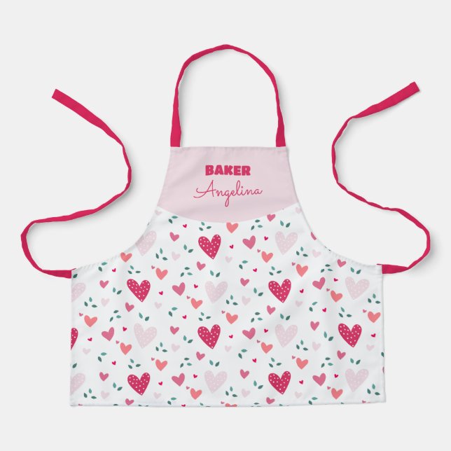 Delantal con estampado de corazón personalizado pa (Anverso)