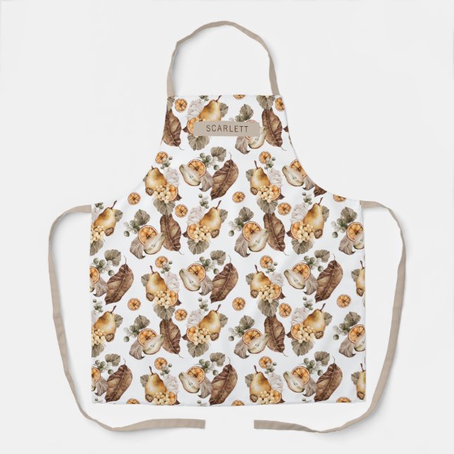 Delantal con Estampado de Floral de Otoño Integral (Anverso)