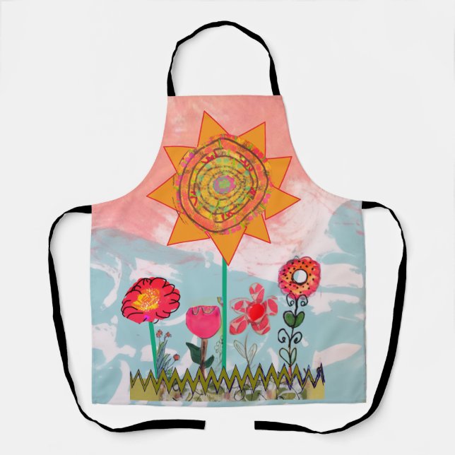 Delantal con Estampado de Flores Caprichosas (Anverso)