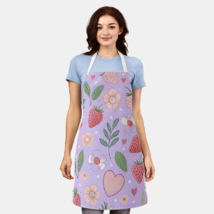 Delantal con Estampado de Fresa Morada en Toda la