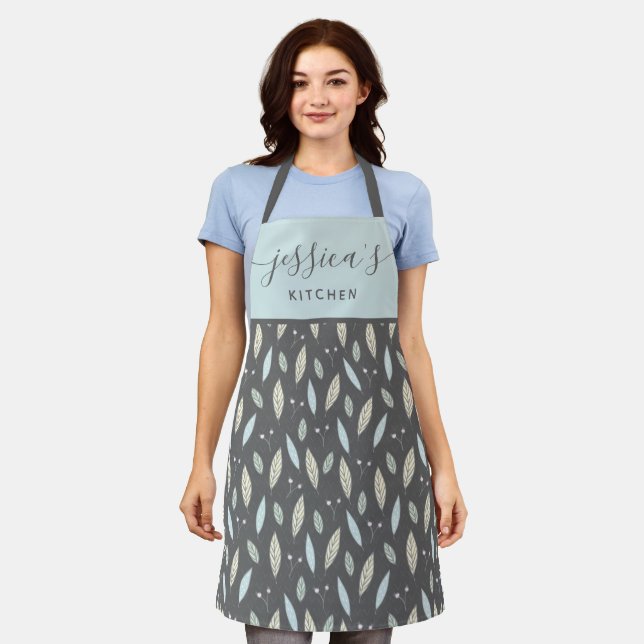 Delantal con Estampado de Hoja Botánica (Gastado)
