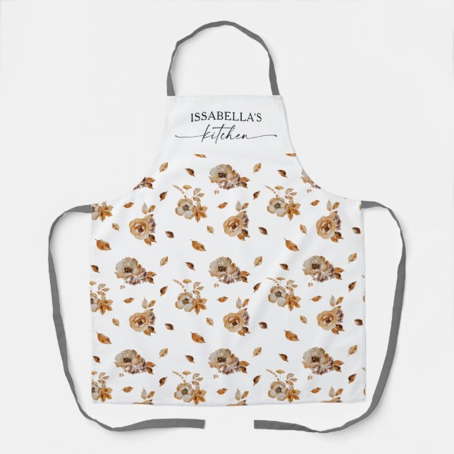 Delantal con Estampado de Hojas de Otoño de Acción (Anverso)