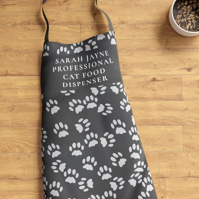 Delantal con estampado de huellas de gato divertid (Available in 3 sizes)