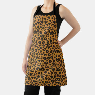 Delantal con estampado de leopardo de correa negra
