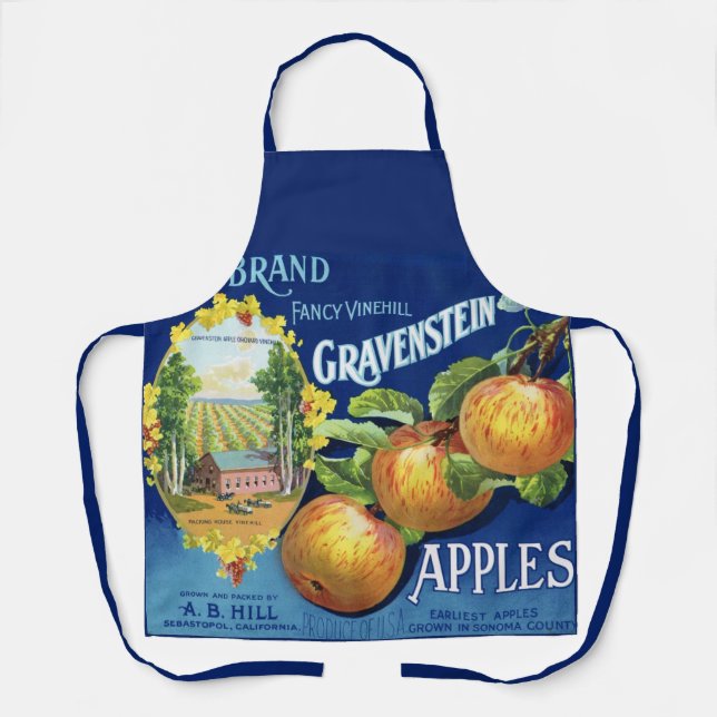 Delantal con estampado de manzanas Gravenstein (Anverso)