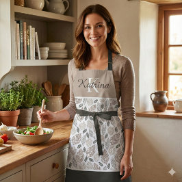 Delantal con estampado de monograma en todo