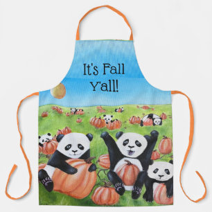 Delantal con Estampado de Pandas y Calabazas de Ot