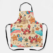 Delantal con Estampado de Playa – Cangrejo y Estre