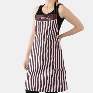 Delantal con Estampado de Rayas Burgundy Quemado y
