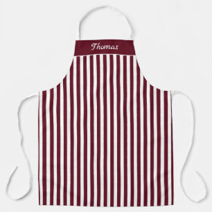 Delantal con Estampado de Rayas Burgundy y Blanco 