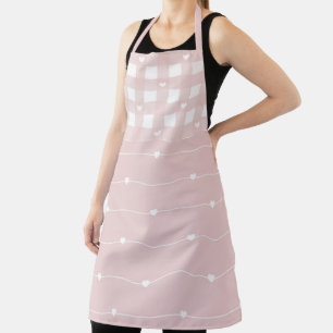 Delantal con Estampado de Rayas y Corazones a Cuad