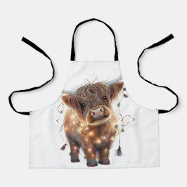 delantal con estampado de vaca de las tierras alta
