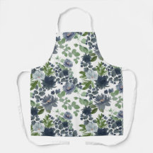 Delantal con estampado floral azul total