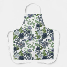 Delantal con estampado floral azul total