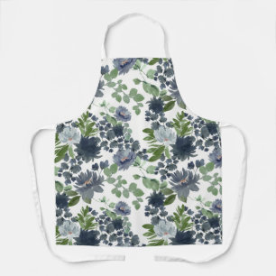Delantal con estampado floral azul total