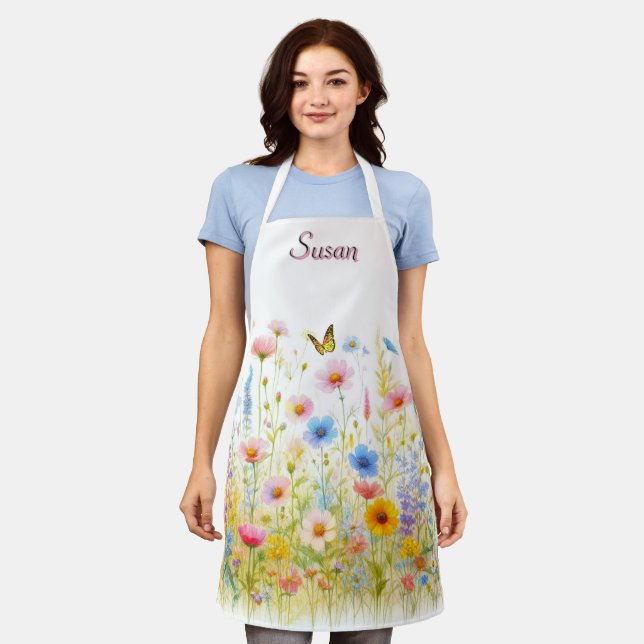 Delantal con estampado floral de flores silvestres (Gastado)