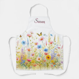 Delantal con estampado floral de flores silvestres
