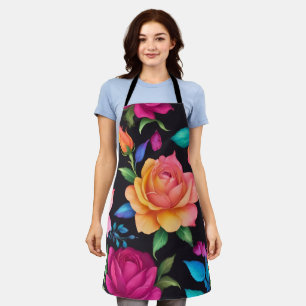 Delantal con estampado floral de rosa