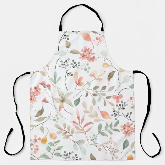 Delantal con Estampado Floral Suave en Todo (Anverso)