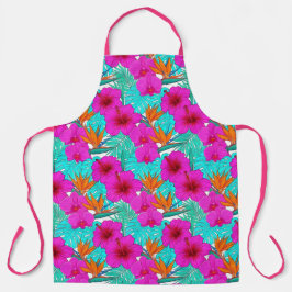 Delantal con estampado floral tropical y hibisco r