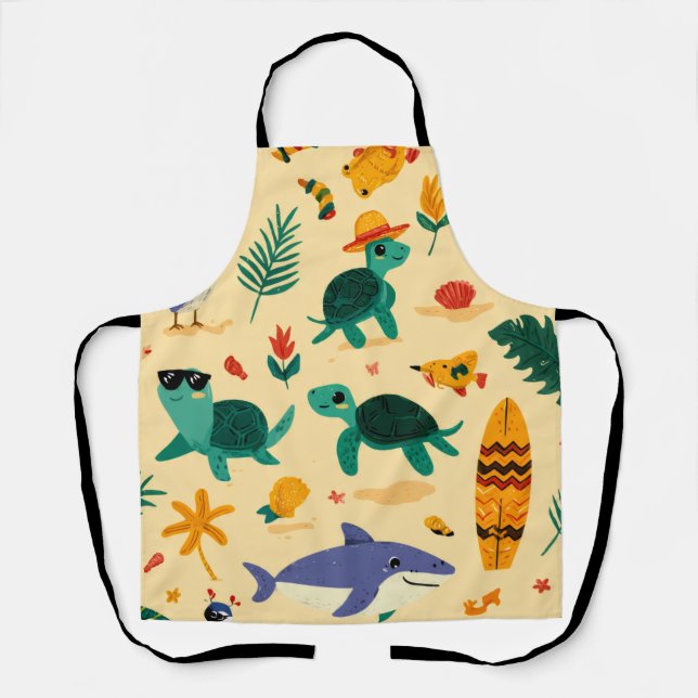 Delantal con Estampado para Amantes de la Playa Re (Anverso)