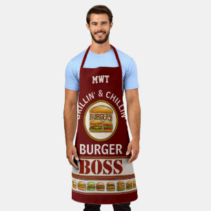 Delantal con estampado total Burger Boss