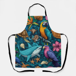 Delantal con estampado total de ambiente costero c