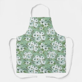 Delantal con estampado total de anémona verde mari