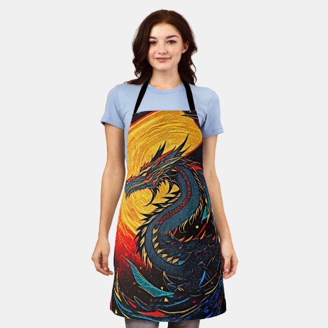 Delantal con Estampado Total de Arte de Fantasía d (Gastado)