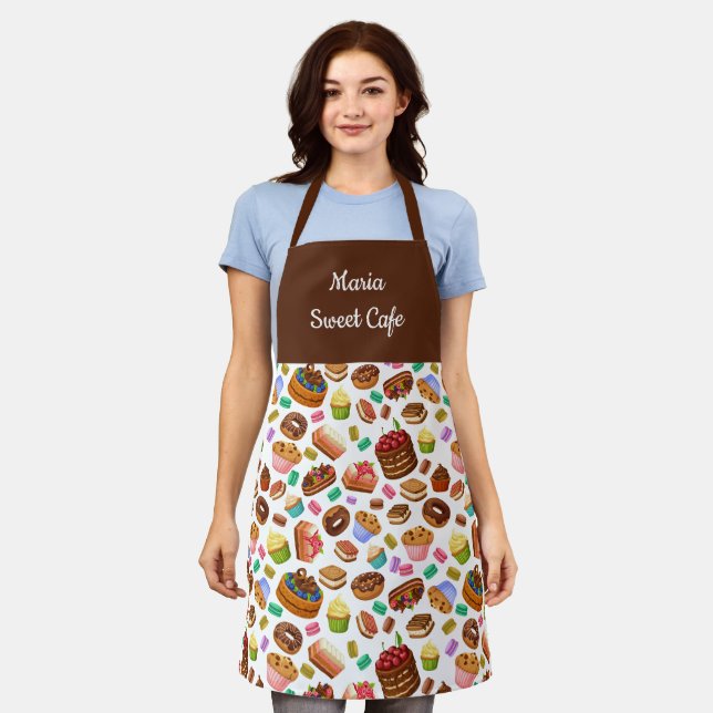 Delantal con Estampado Total de Dulces y Reposterí (Gastado)