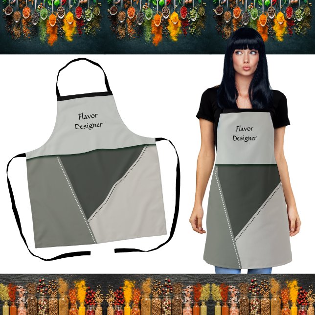Delantal con Estampado Total de Estilo Culinario M (Modern Culinary Style Geometric Apron)