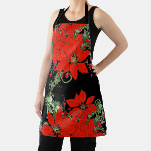 Delantal con estampado total de Flor de Nochebuena