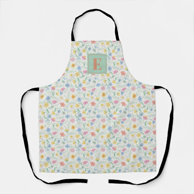 Delantal con Estampado Total de Flor Silvestre con (Anverso)