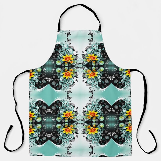 Delantal con estampado total de flores de estilos  (Anverso)